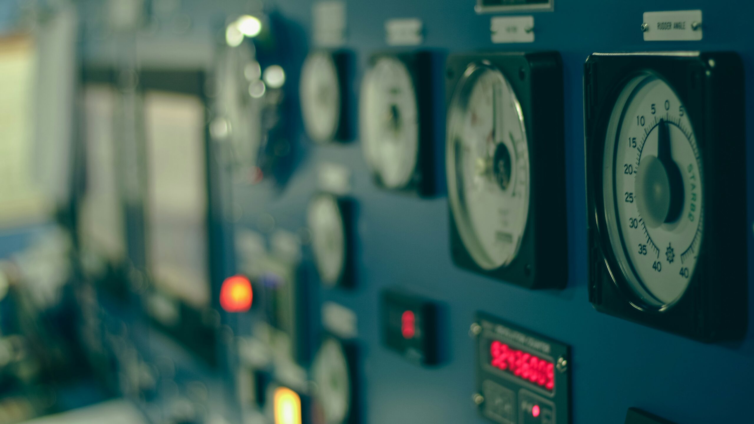 Industrial instrumentation gauges and control panel